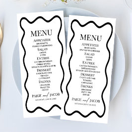 Zwart Witte Elegante Golflijn Rand Bruiloft Eten Menu