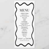 Zwart Witte Elegante Golflijn Rand Bruiloft Eten Menu (Voorkant)