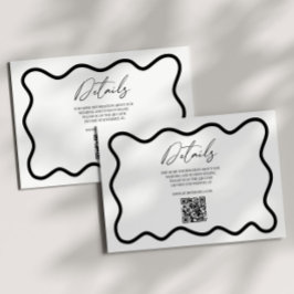 Zwart Witte Elegante Golflijn Rand Huwelijksdetail Informatiekaartje