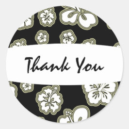 Zwart-witte elegante hibiscus bloem sticker met br