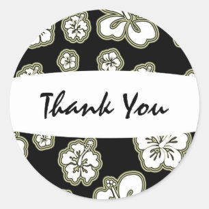 Zwart-witte elegante hibiscus bloem sticker met br