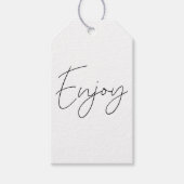 Zwart Witte Elegante Kalligrafie Geniet Handgemaak Cadeaulabel (Voorkant)