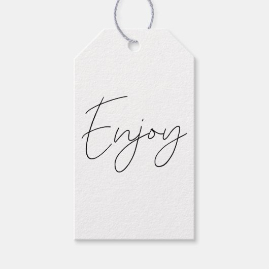 Zwart Witte Elegante Kalligrafie Geniet Handgemaak Cadeaulabel (Voorkant)
