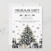 Zwart Witte Elegante Kerstfeest Uitnodiging (Voorkant)