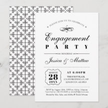 Zwart & Witte Elegante Klassieke Verlovingsfeest