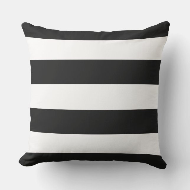 Zwart-witte, elegante moderne stripjes buitenkussen (Voorkant)