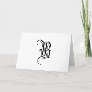Zwart-witte elegante monogram Notitiekaarten
