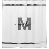 Zwart Witte Elegante Naam Initiaal Monogram Douchegordijn (Voorkant)
