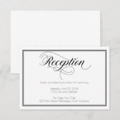 Zwart & Witte Elegante Script Bruiloft Reception Informatiekaartje (Voorkant / Achterkant)
