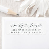 Zwart Witte Elegante Script Retouradreslabel Etiket (Insitu)