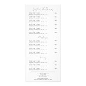 Zwart Witte Elegante Spa Diensten Menu Rackkaart (Achterkant)