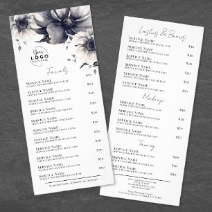Zwart Witte Elegante Spa Diensten Menu Rackkaart