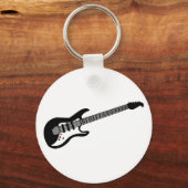 Zwart-witte elektrische gitaar sleutelhanger (Voorkant)