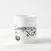 Zwart-witte elektrische gitaren Muzieknoten Koffiemok (Center)