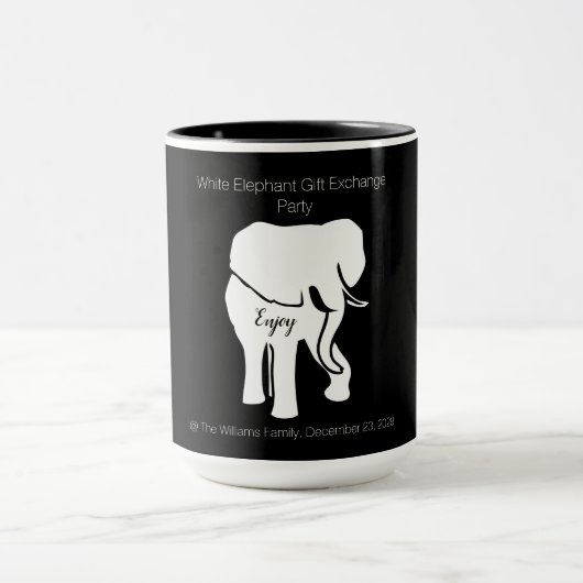 Zwart-witte ellephant Gift Exchange - aangepaste t Mok (Midden)