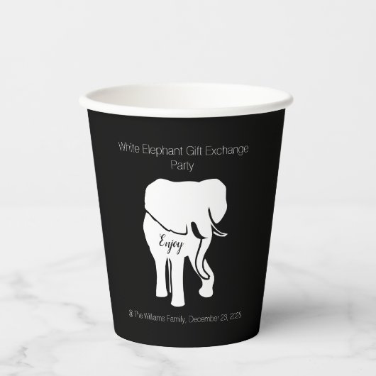 Zwart-witte ellephant Gift Exchange - aangepaste t Papieren Bekers (Voorkant)
