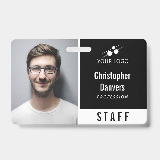 Zwart Witte Employee ID met Logo Badge (Voorzijde)