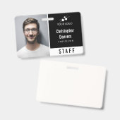 Zwart Witte Employee ID met Logo Badge (Voor- en achterkant)