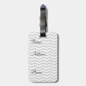 Zwart Witte en Blush Chevron Bagage Label (Achterkant verticaal)