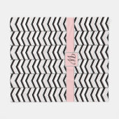 Zwart Witte en Blush Chevron Fleece Deken (Voorkant (Horizontaal))