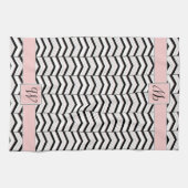 Zwart Witte en Blush Chevron Keukenhanddoek (Horizontaal)