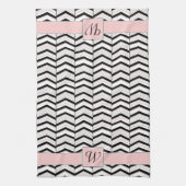 Zwart Witte en Blush Chevron Keukenhanddoek (Verticaal)