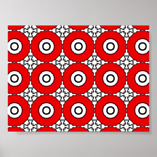 Zwart witte en rode cirkels Afdrukken Poster (Voorkant)