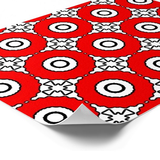 Zwart witte en rode cirkels Afdrukken Poster (Hoek)