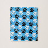 Zwart-witte en rode vlekken op blauwe achtergrond legpuzzel (Verticaal)