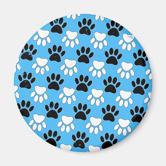 Zwart-witte en rode vlekken op blauwe achtergrond magneet (Voorkant)