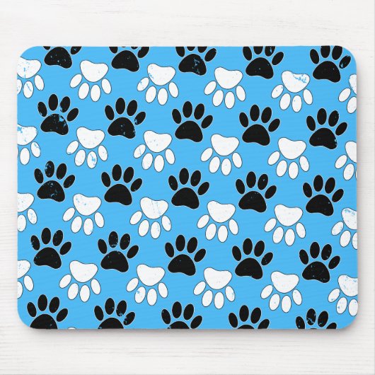 Zwart-witte en rode vlekken op blauwe achtergrond muismat (Voorkant)