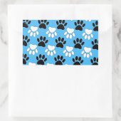 Zwart-witte en rode vlekken op blauwe achtergrond rechthoekige sticker (Tas)