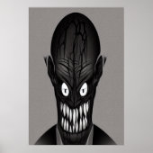 Zwart-witte, enge monsterkop | AI Art Poster (Voorkant)