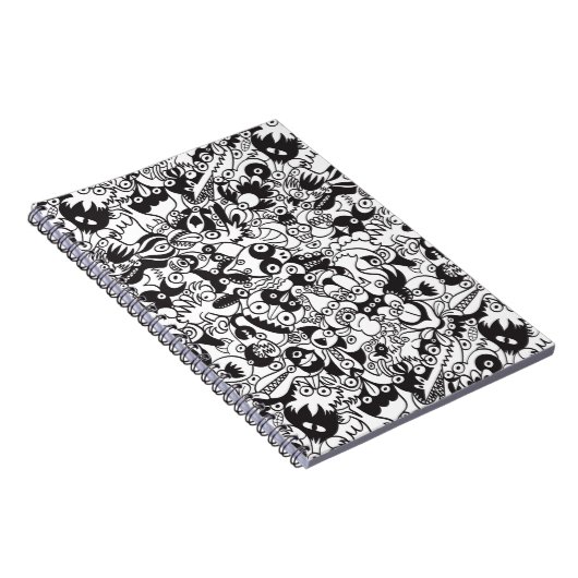 Zwart-witte engerige monsters in tekenstijl notitieboek (Rechterzijde)