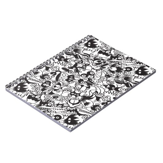 Zwart-witte engerige monsters in tekenstijl notitieboek (Linkerzijde)