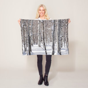 Zwart-witte Espenboomstammen Foto Cozy Fleece Deken