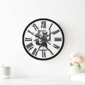 Zwart-witte ex libris-klok grote klok (Huis)