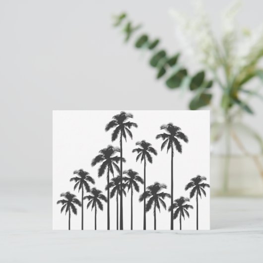 Zwart-witte, exotische tropische palmbomen briefkaart (Staand voorkant)