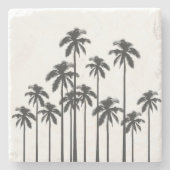 Zwart-witte, exotische tropische palmbomen stenen onderzetter (Voorkant)