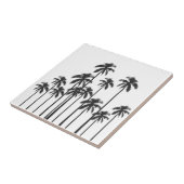 Zwart-witte, exotische tropische palmbomen tegeltje (Zijkant)