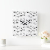 Zwart-witte eyebollen vierkante klok (Huis)