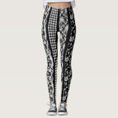 Zwart-witte Fancy patronen met strepen Leggings (Voorkant)