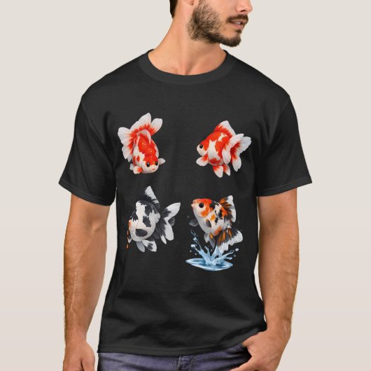 Zwart Witte Fantasie Goudvis T-shirt (Voorkant)
