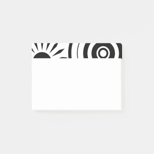 Zwart-witte fantasiebloemen, cirkels, spatten post-it® notes (Voorkant)