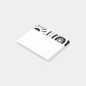 Zwart-witte fantasiebloemen, cirkels, spatten post-it® notes (Schuin)