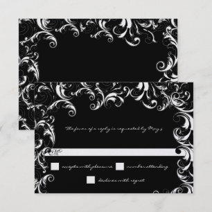 Zwart & Witte Fantasievolle Wedding  Kaart