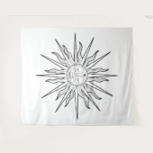 Zwart & Witte Fantasievolle Zon Hemelse Achtergron Wandkleed (Voorkant (horizontaal))