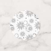 Zwart & Witte Fantasievolle Zon Hemelse Verjaardag Confetti (Kleine voorkant)