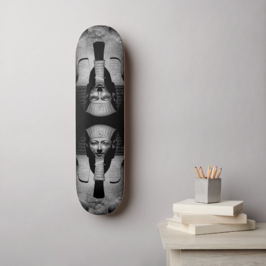 Zwart-witte farao koning persoonlijk skateboard (Muurkunst)