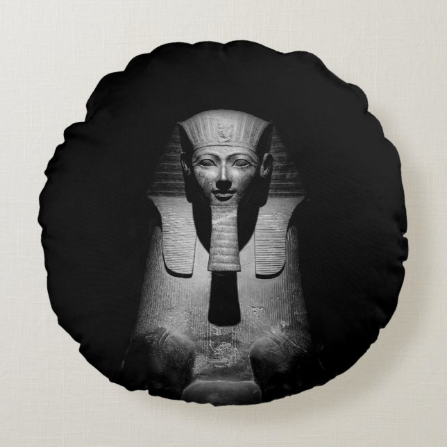 Zwart-witte farao koning rond kussen (Voorkant)